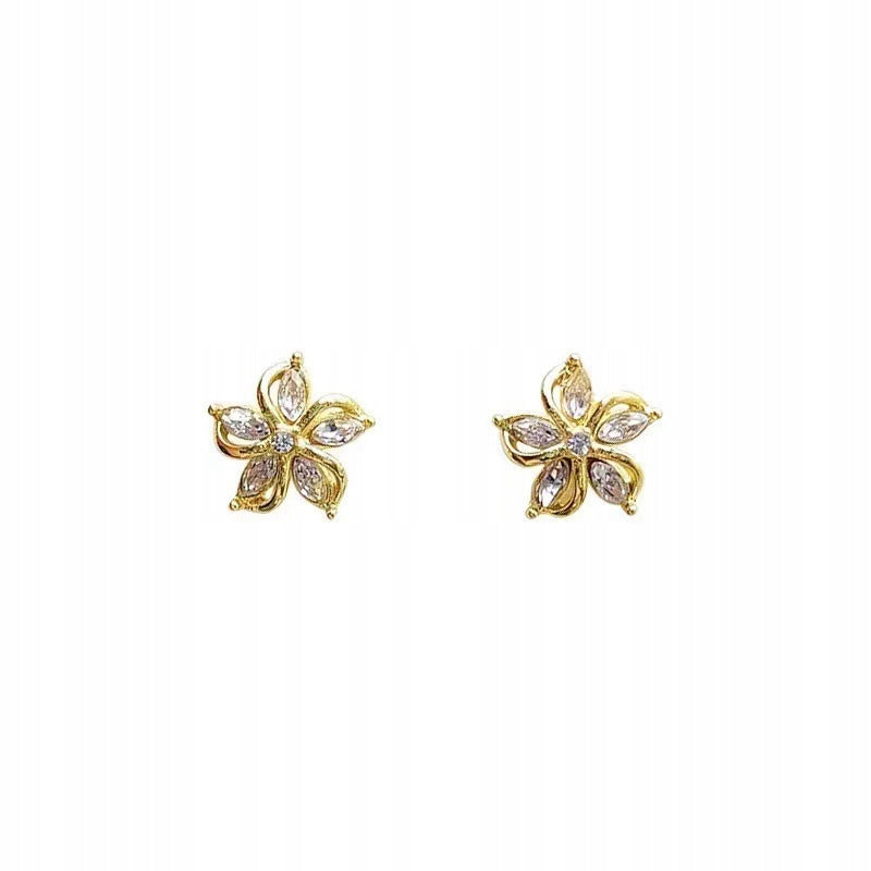 Flower Stud Earrings – Gold-Tone