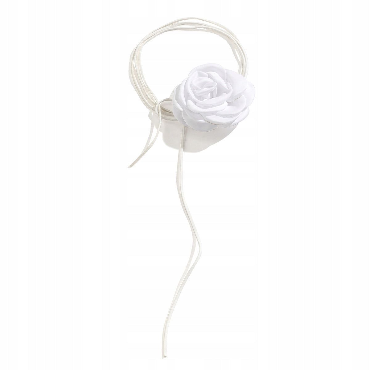 Elegant Women's White Rose Choker on a Cord