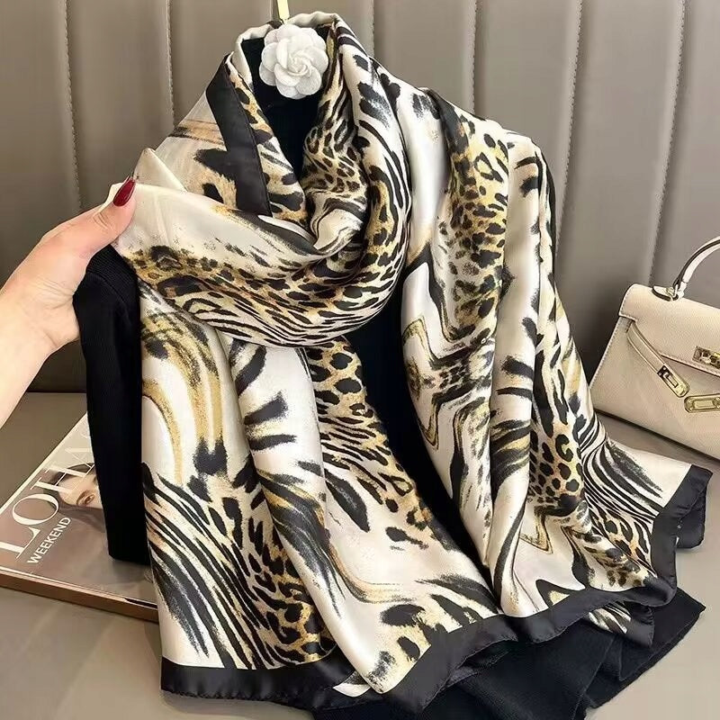 Women's Elegant Large Silk-Effect Scarf — Beautiful, Sophisticated Style, 180×90 cm