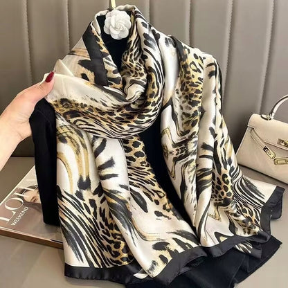 Women's Elegant Large Silk-Effect Scarf — Beautiful, Sophisticated Style, 180×90 cm