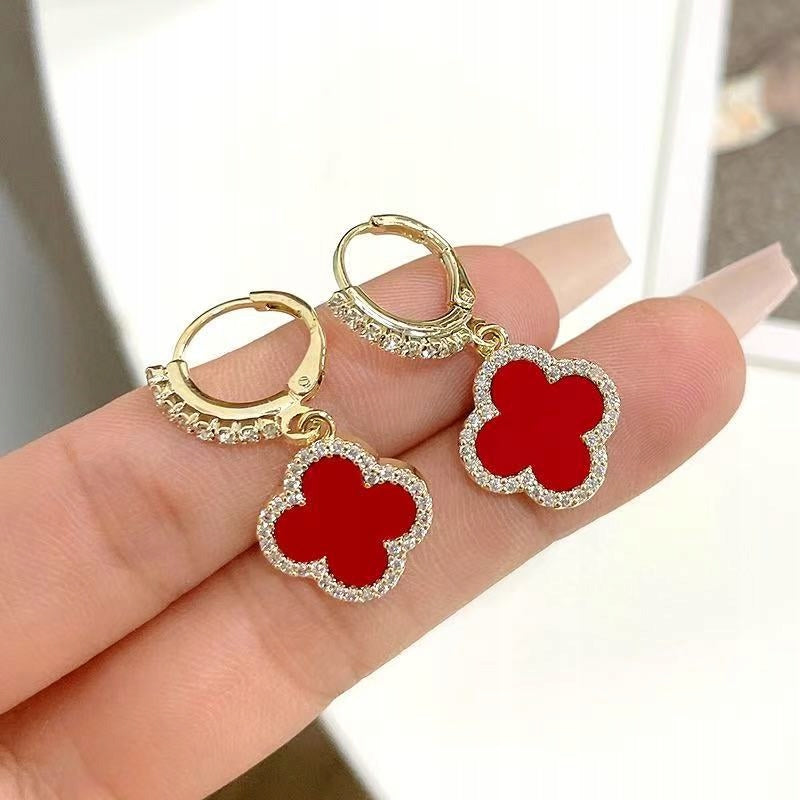 Boucles d’oreilles à zircons pour femme – rouge