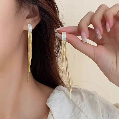 Drop Earrings with Rhinestones – Silver-Tone & Gold-Tone