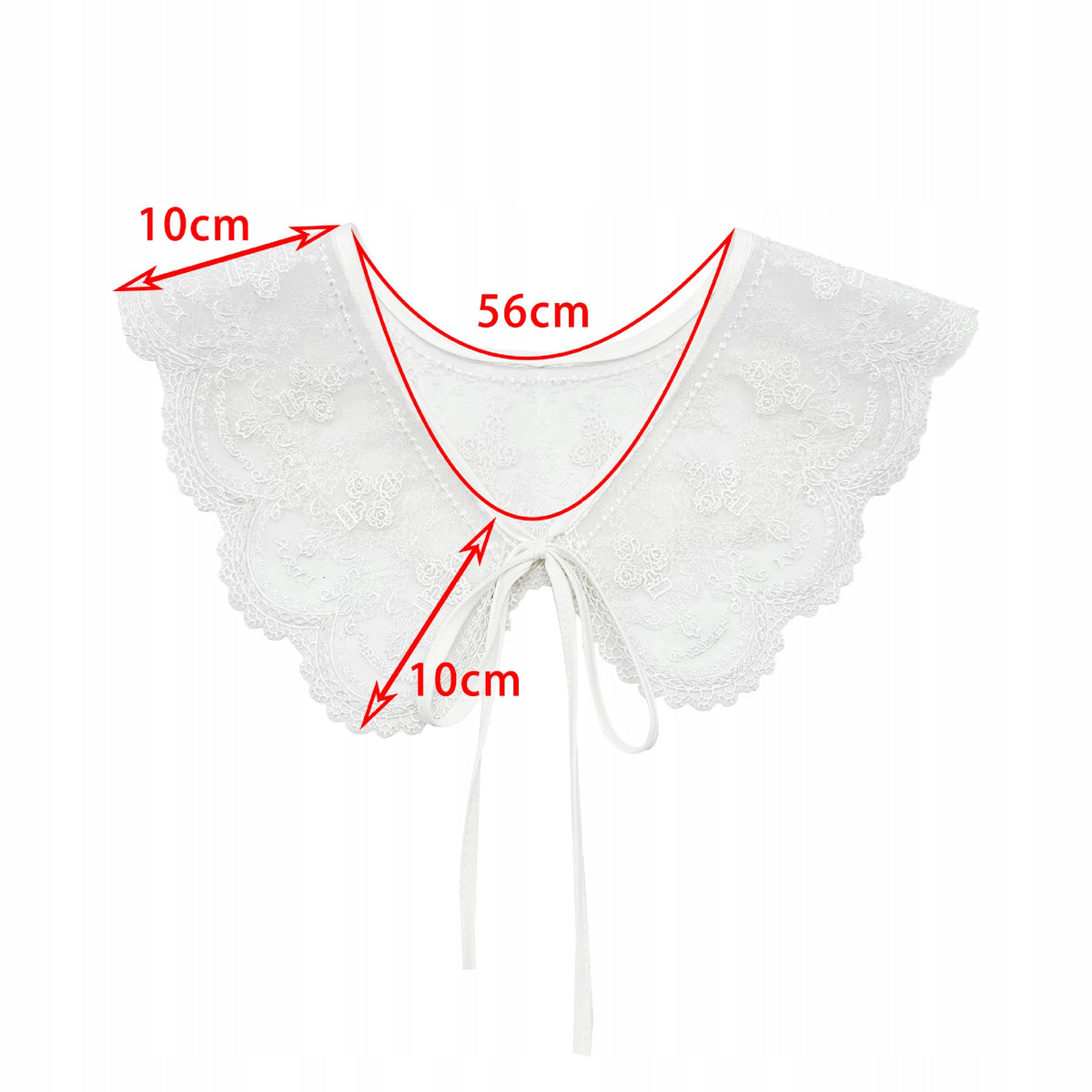Embroidered Detachable Collar – White