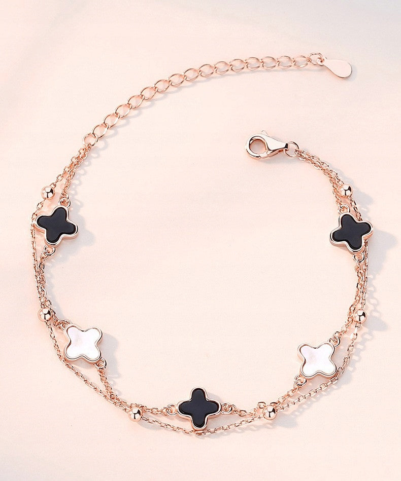 Sterling Silver Bracelet – Pink & Gold-Tone
