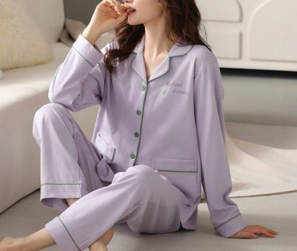 Women's Button-Front Pyjamas — Plain Lavender