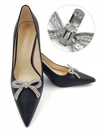 Cubic Zirconia Bow Shoe Clips — Elegant Decorations for High Heels