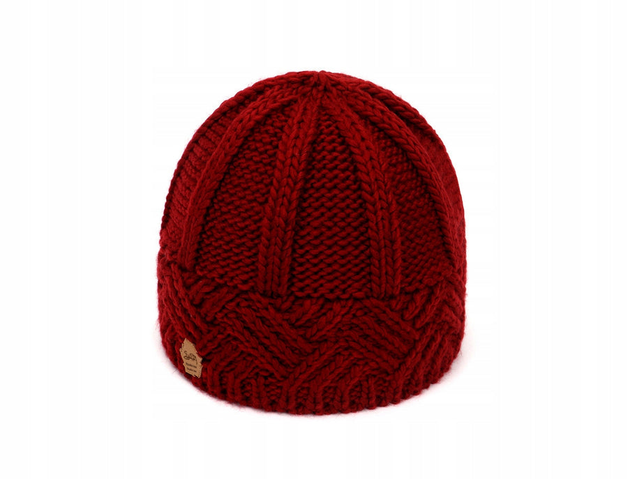 burgundowa CZAPKA damska ciepła zimowa komfortowa na zimę HANDMADE