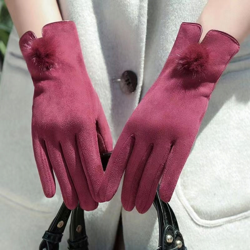 Gants en tissu suédé pour femme – bordeaux