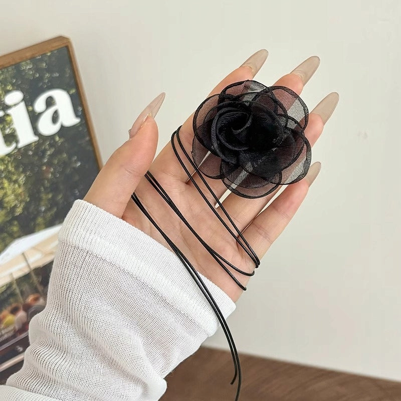 Rose Choker – Black & Pink