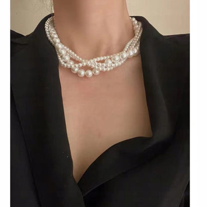 Elegant White Glass Pearl Necklace — Stylish Classic Jewellery