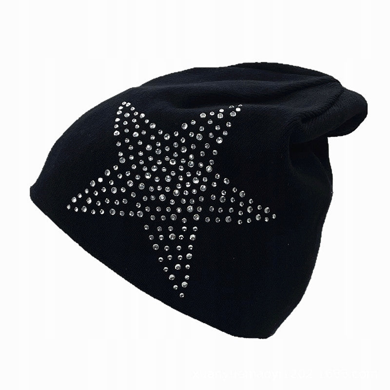 Women's Beanie with Rhinestones – Black