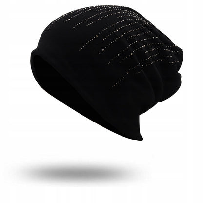 Women's Beanie with Rhinestones – Black