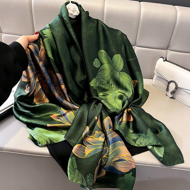 Silk-Effect Scarf 180 × 90 cm – Green