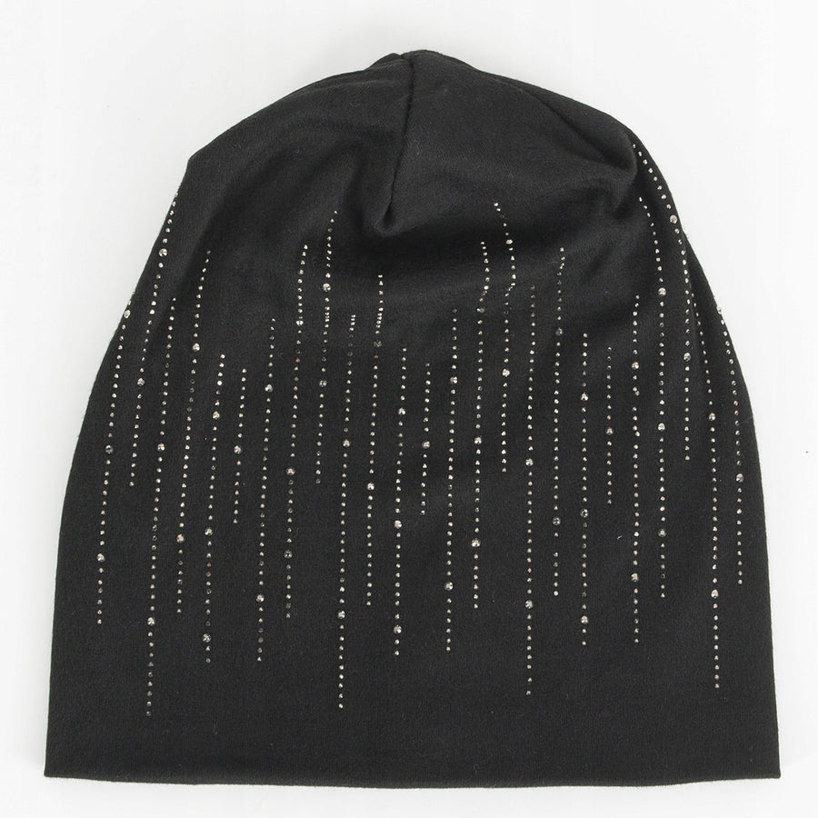 czarna CZAPKA damska cyrkonie zimowa jesienna BEANIE elegancka SMERFETKA