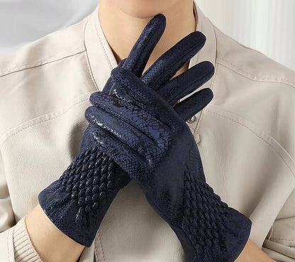 Women's Leather Gloves – Navy