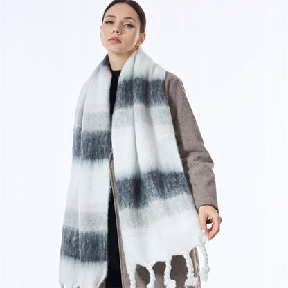 Écharpe d’hiver pour femme 200 × 40 cm – blanc