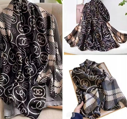 Women's Elegant Large Silk-Effect Scarf — Beautiful, Sophisticated Style, 180×90 cm