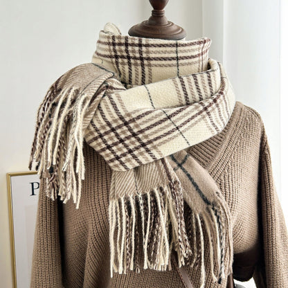 Damenschal 200 × 66 cm – beige und braun