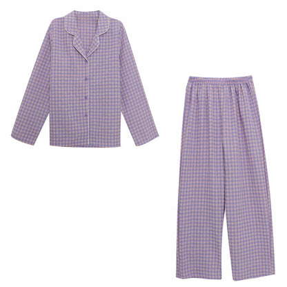 Pijama de mujer con botones – rosa, de cuadros