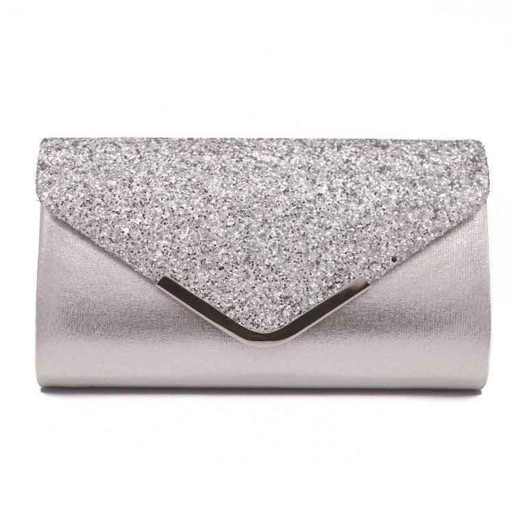 Glitzer-Clutch – silberfarben