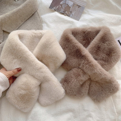 Women's Faux-Fur Scarf 80 × 13 cm – Beige