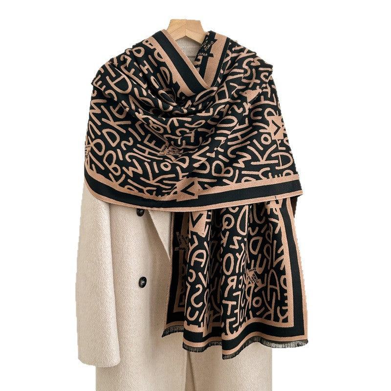 Damen-Winterschal 180 × 66 cm – braun und schwarz