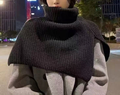 Szal komin z kołnierzem poncho – czarny