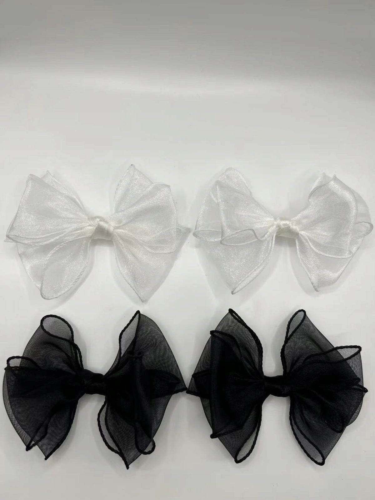 White Satin Bow Shoe Clips — Elegant Decorations for High Heels