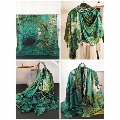 Silk-Effect Scarf 180 × 90 cm – Green