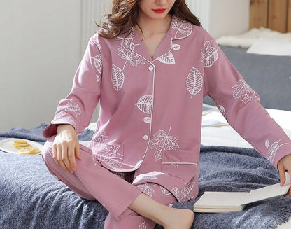 Women's Button-Front Pyjamas — Pink Floral Print