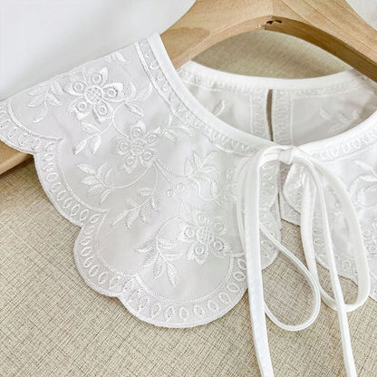 Embroidered Detachable Collar – White