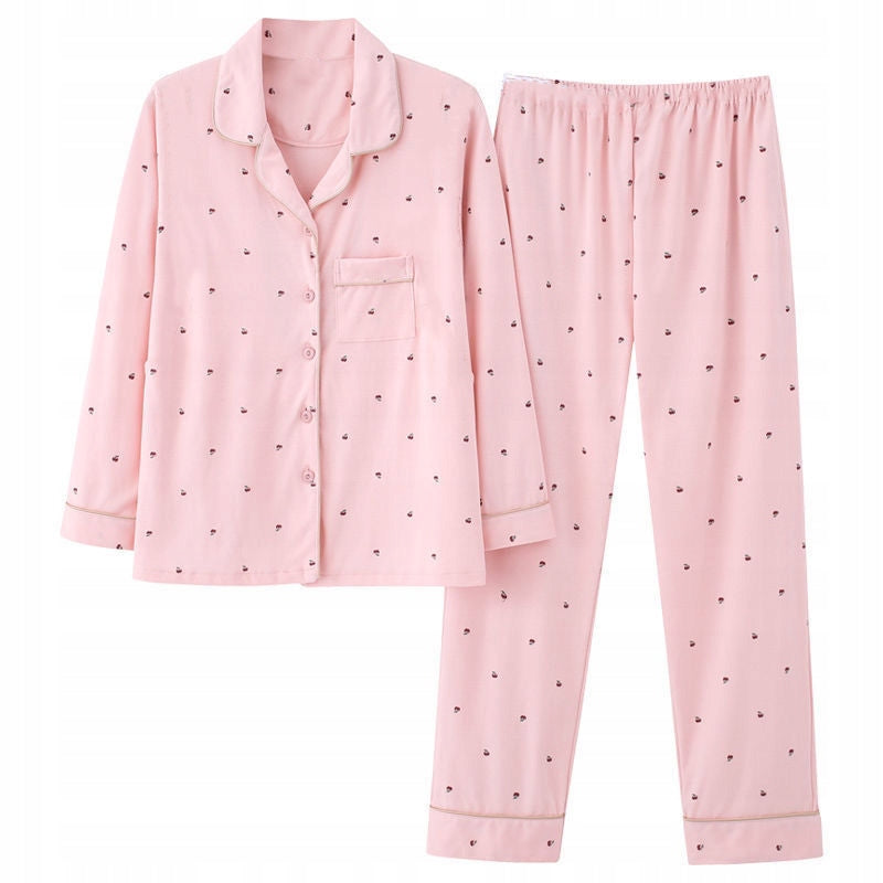 Women's Button-Front Pyjamas — Pink with a Small Print