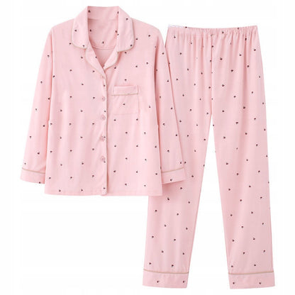 Women's Button-Front Pyjamas — Pink with a Small Print