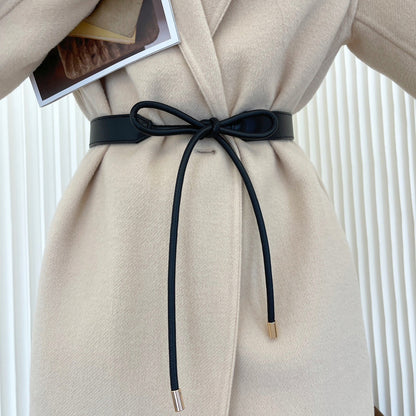 Women's Black Faux Leather Tie-Waist Belt — Elegant Fashion Accessory
