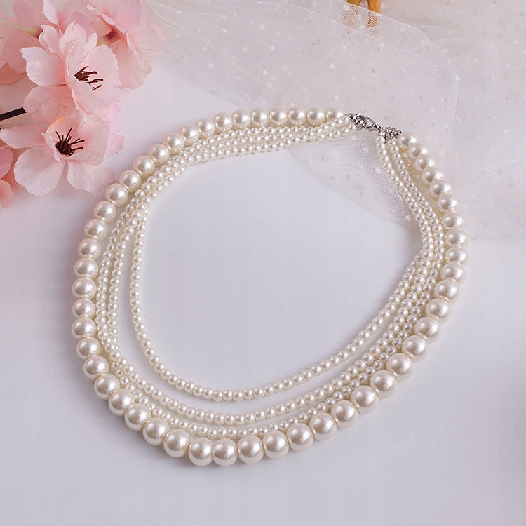 Elegant White Glass Pearl Necklace — Stylish Classic Jewellery