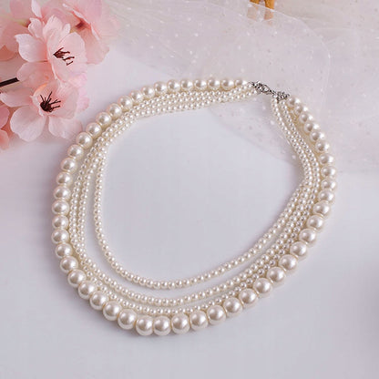 Elegant White Glass Pearl Necklace — Stylish Classic Jewellery