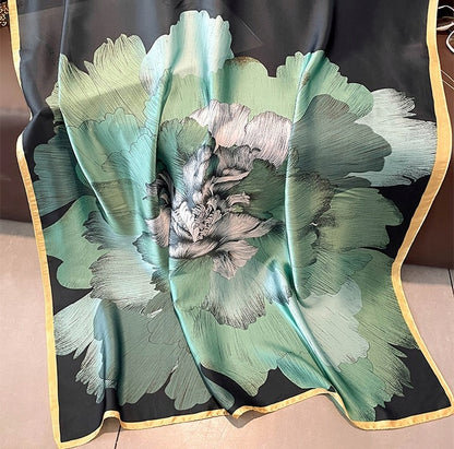 Silk-Effect Scarf 180 × 90 cm – Green