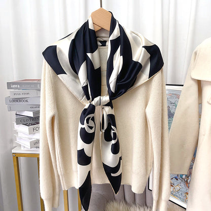 Women's Printed Silky Square Scarf — Gift Idea, 70×70 cm