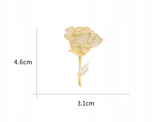 Broche rose à zircons – doré et rose
