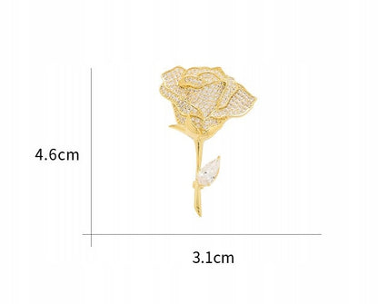 Broche rose à zircons – doré et rose