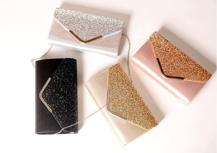 Glitzer-Clutch – silberfarben