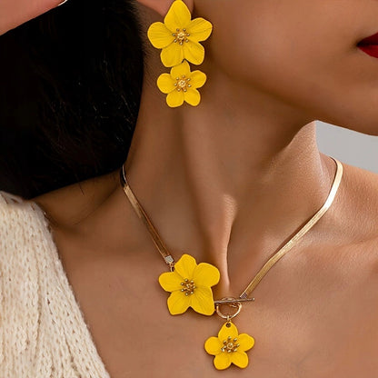 Necklace & Earrings & Bracelet Set – Yellow