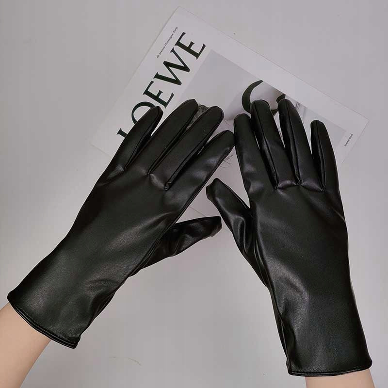 Women's Faux-Leather Gloves – Black