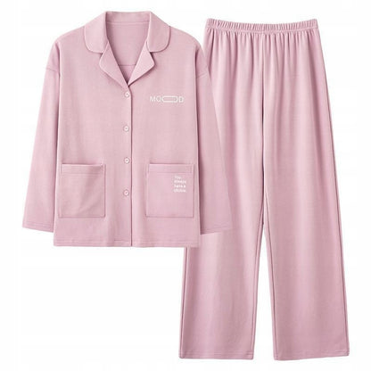 Women's Button-Front Pyjamas — Plain Pale Pink