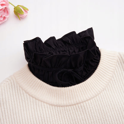 Women's Black Lace Detachable Shirt Collar with Button Fastening