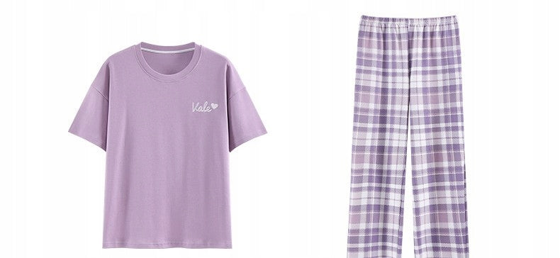 Women's Pyjamas — Purple with Checked Trousers