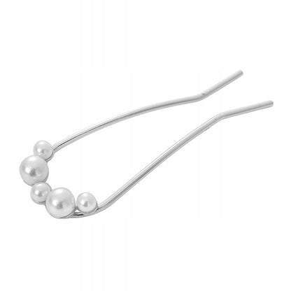 Barrette à perles – blanc et argenté