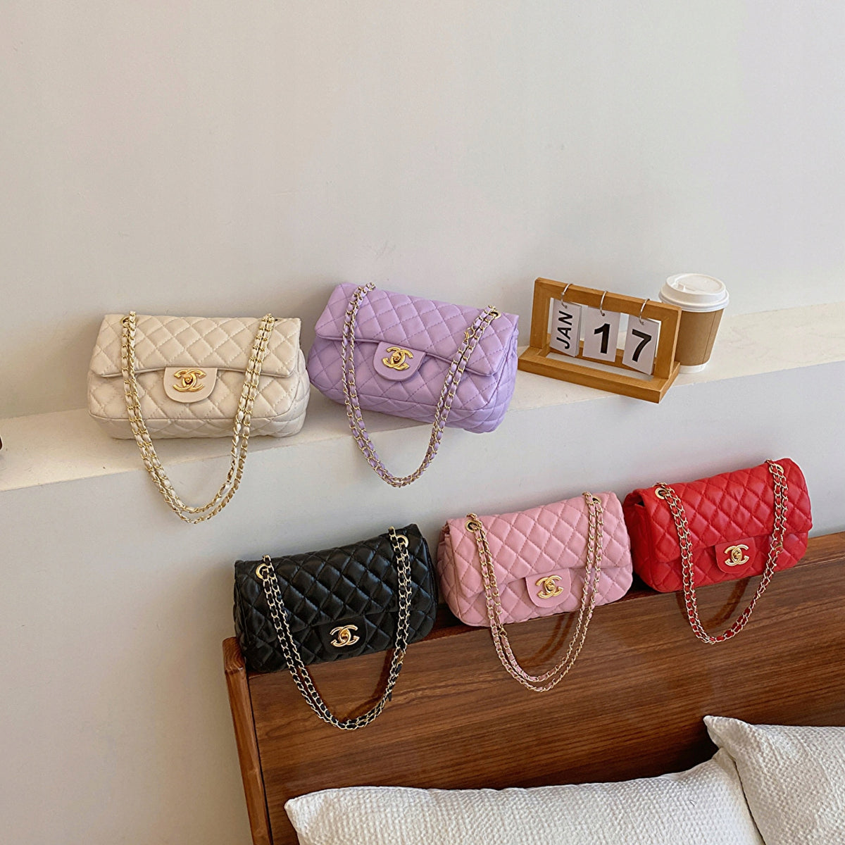 Gesteppte Damenhandtasche – rosa
