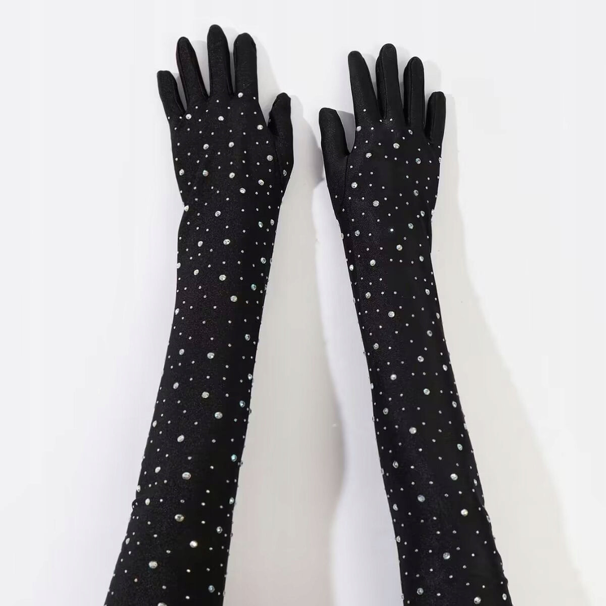 Gants longs en velours pour femme – noir