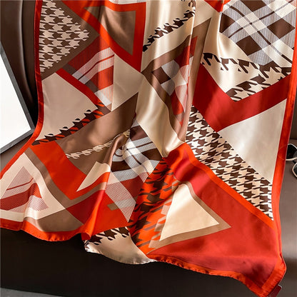 Women's Elegant Large Silk-Effect Scarf — Beautiful, Sophisticated Style, 180×90 cm